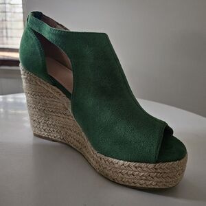Green Espadrille Wedge Sandals
